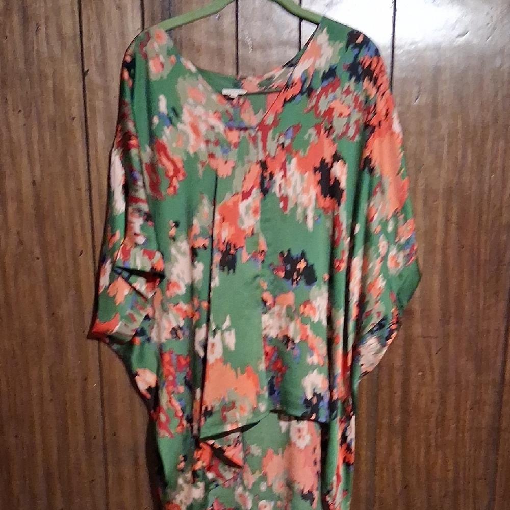JODIFL Abstract Floral Tunic in Green and Orange